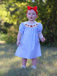 Load image into Gallery viewer, Farm Blue Smocking Embroidered Girls Dress
