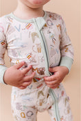 Load image into Gallery viewer, Bamboo One Piece Zip Pajama - Animal ABC
