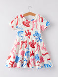 Load image into Gallery viewer, 4th of july Color Bow Printed Short Sleeves Dress
