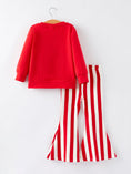 Load image into Gallery viewer, Christmas “MERRY” Applique Girls Striped Bell-bottom Pants Outfit Set
