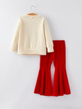 Load image into Gallery viewer, Christmas Letter Applique Top + Flared Pants Outfit Set
