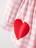 Load image into Gallery viewer, Girls Valentine's Day Heart Applique Plaid Outfits Set
