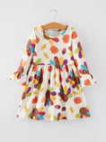 Load image into Gallery viewer, Thanksgiving Turkey Print Girls Dress
