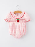 Load image into Gallery viewer, Strawberry Applique Flying Sleeves Plaid Girls' Romper
