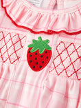 Load image into Gallery viewer, Strawberry Applique Flying Sleeves Plaid Girls' Romper
