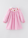 Load image into Gallery viewer, Valentine's Day Heart Bow Smocking Embroidered Pink Dress

