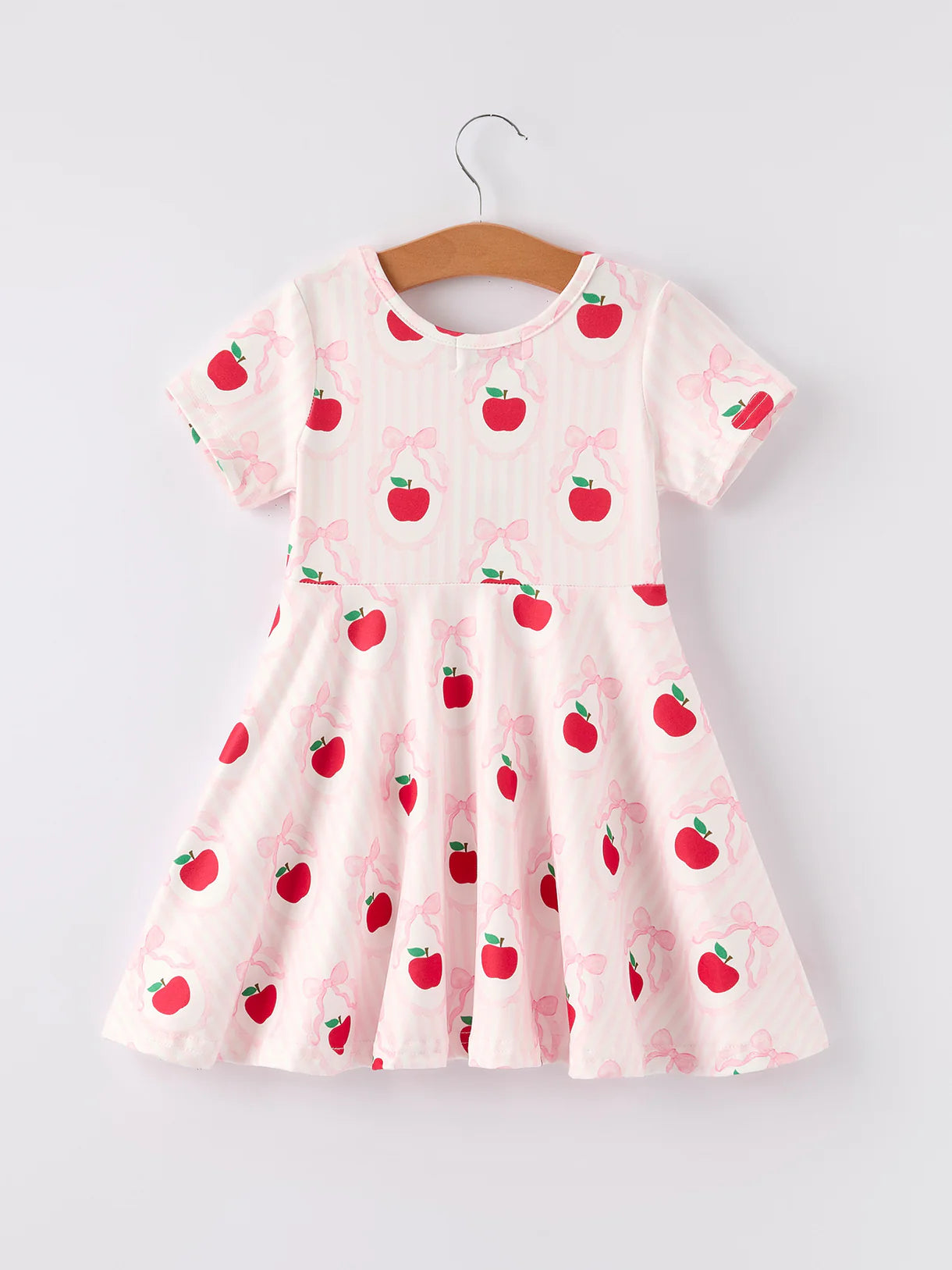 Back to School Apple Striped Sweet Girl Dress