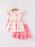 Load image into Gallery viewer, BACK TO SCHOOL Girl's Summer Bow Short Sleeve Shorts Set
