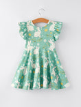 Load image into Gallery viewer, Easter Bunny Green Flying Sleeves Girls Dress
