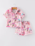 Load image into Gallery viewer, Pink TS Lapel Button Short Sleeve Shorts Pajama Set

