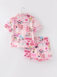 Load image into Gallery viewer, Pink TS Lapel Button Short Sleeve Shorts Pajama Set
