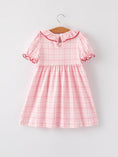 Load image into Gallery viewer, Strawberry Applique Girls Pink Plaid Dress
