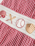 Load image into Gallery viewer, Baseball Baby Boys Smocking Embroidered Plaid Romper
