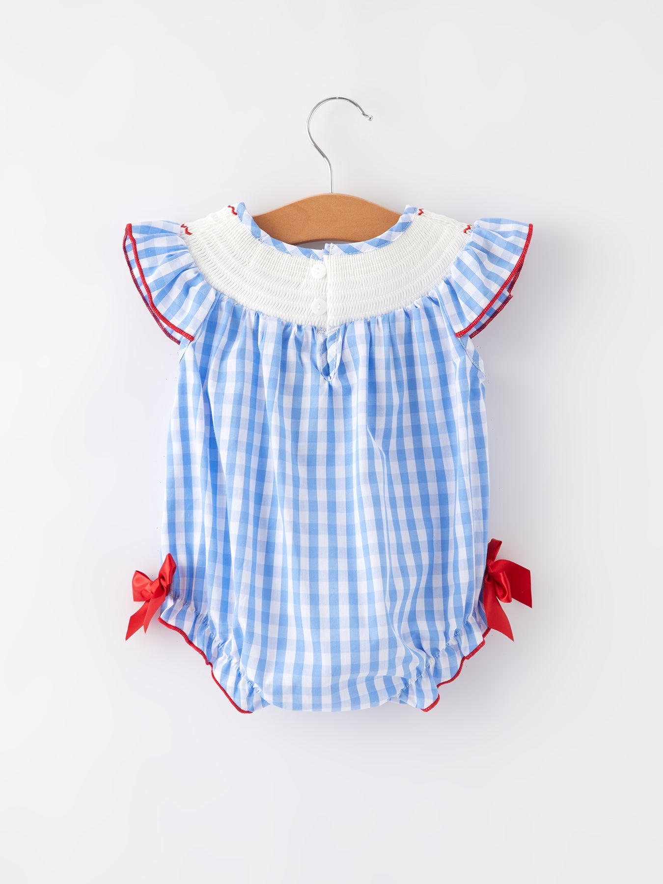 Pre-order 4th of july Flag Embroidery Smocking Girls Romper