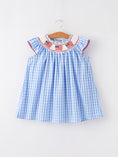 Load image into Gallery viewer, 4th of july Flag Embroidery Smocking Girls Dress
