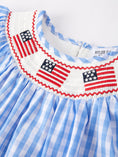 Load image into Gallery viewer, 4th of july Flag Embroidery Smocking Girls Dress
