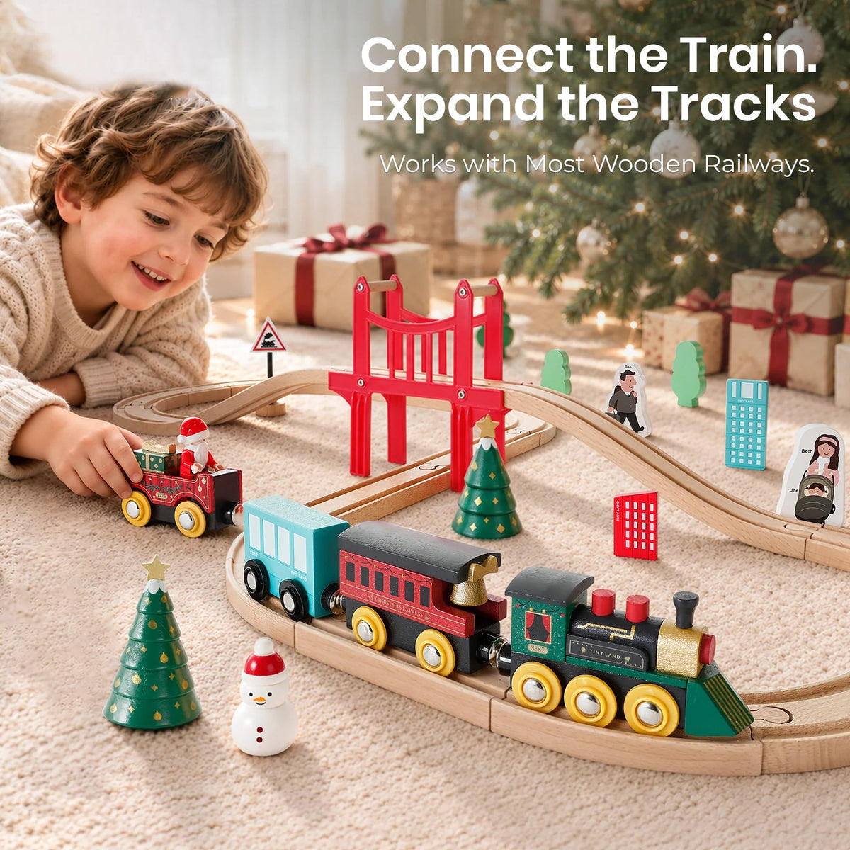 Tiny Land® Christmas Express Wooden Train Accessory Set