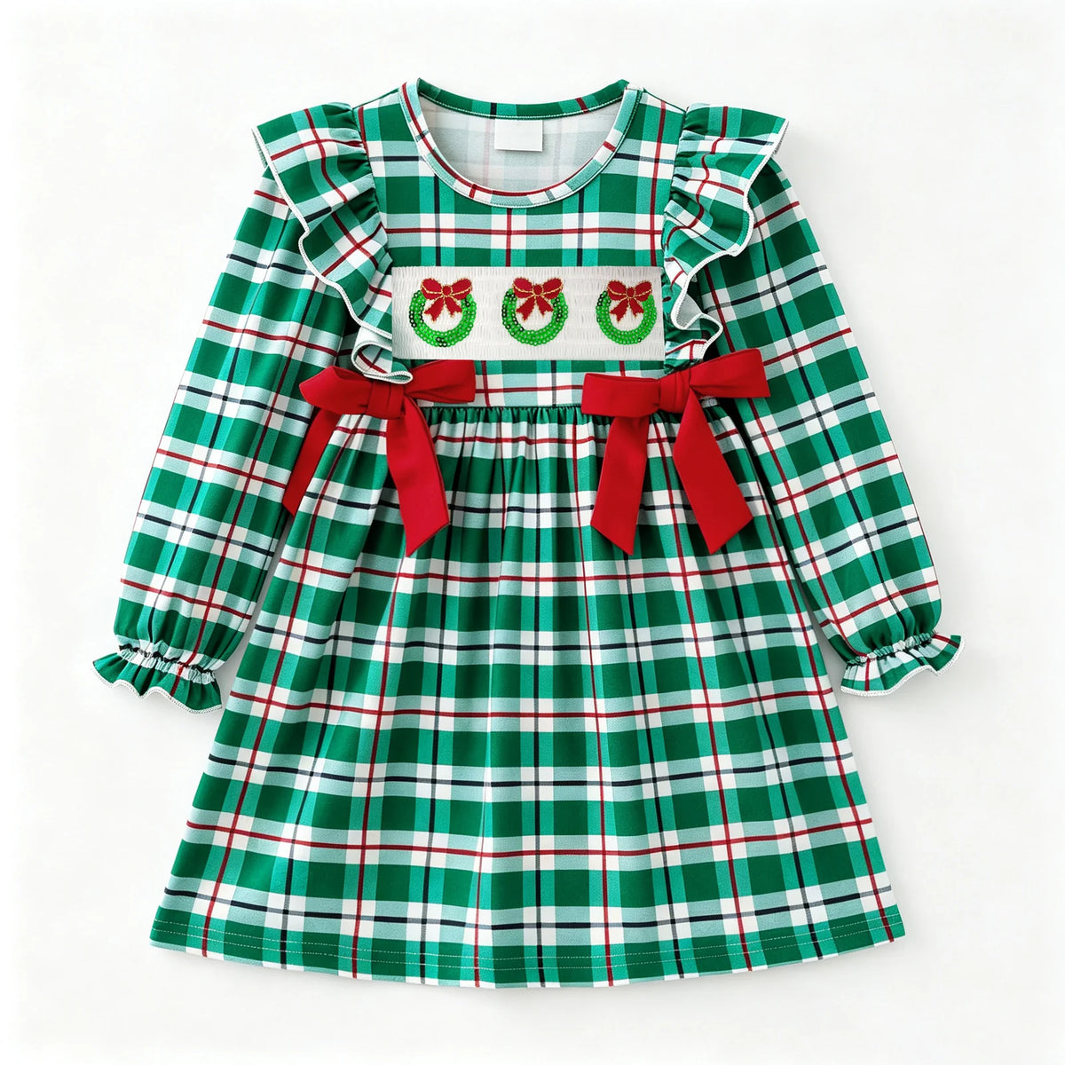 Girls Christmas Embroidery Smocked Dress