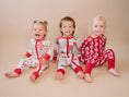 Load image into Gallery viewer, Bamboo Zip Romper | Red Bows

