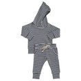 Load image into Gallery viewer, Charcoal Stripe Ribbed Hooded Set
