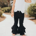 Load image into Gallery viewer, Black Denim Double Ruffle Pant
