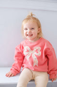 Load image into Gallery viewer, Applique Floral Bow Crewneck Sweatshirt
