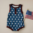 Load image into Gallery viewer, Navy Stars Henley Bamboo Romper
