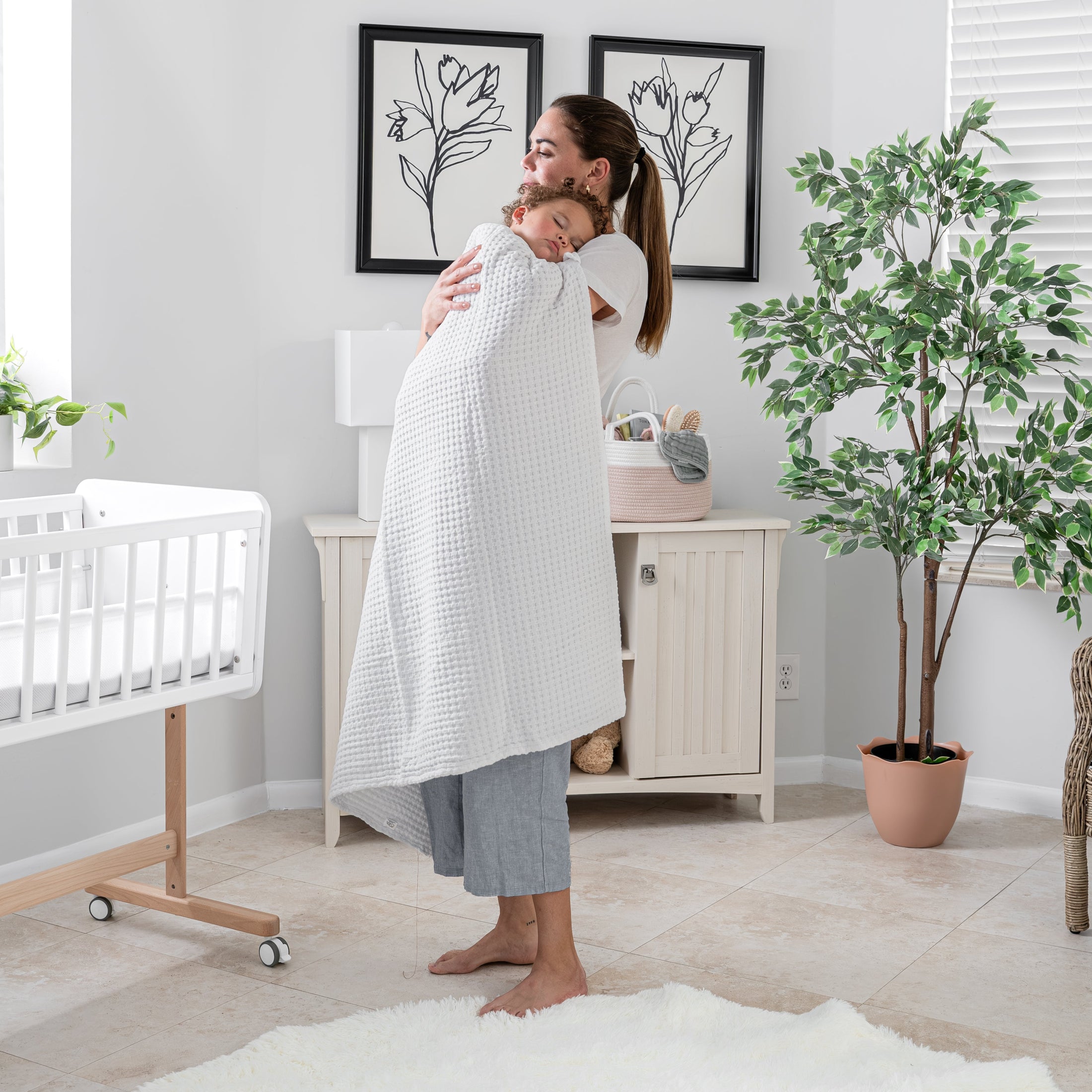 Baby Waffle Blankets in White