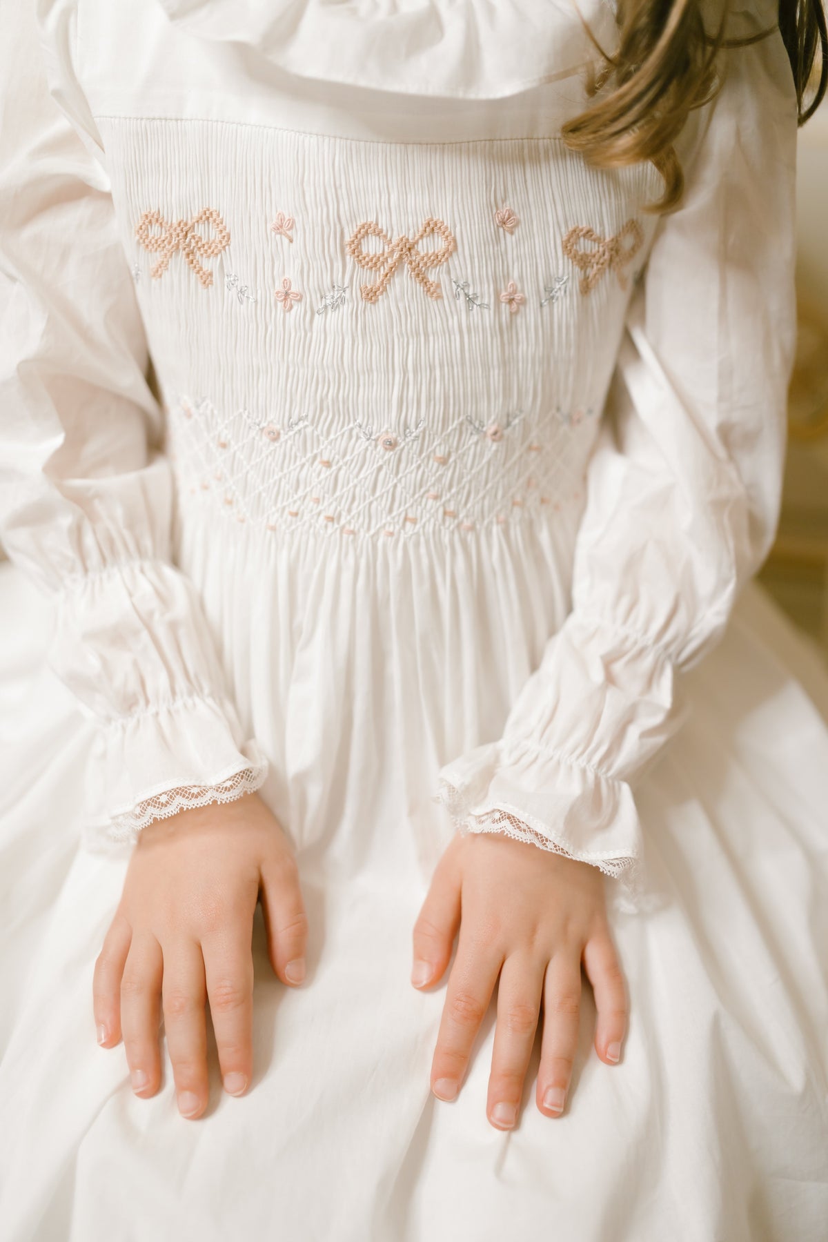 MARIE ANTOINETTE WHITE SMOCKED DRESS