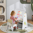 Load image into Gallery viewer, 4-in-1 Kids Table and Chair Set Art Easel with Magnetic Whiteboard and Bookshelf-Natural
