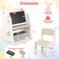 Load image into Gallery viewer, 4-in-1 Kids Table and Chair Set Art Easel with Magnetic Whiteboard and Bookshelf-Natural
