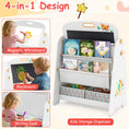 Load image into Gallery viewer, 4-in-1 Kids Table and Chair Set Art Easel with Magnetic Whiteboard and Bookshelf-Natural
