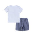 Load image into Gallery viewer, 4th of July Royal Blue Gingham American Flag Shirt and Shorts Set
