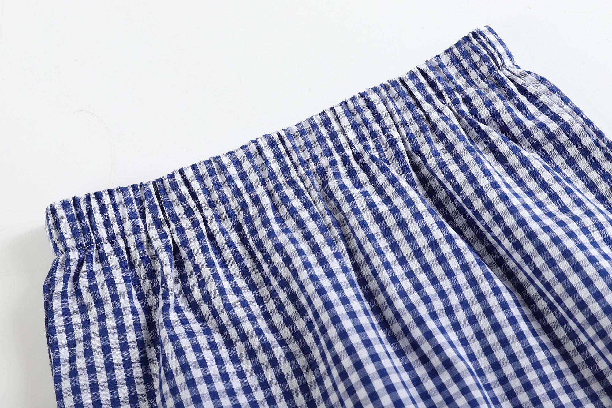 4th of July Royal Blue Gingham American Flag Shirt and Shorts Set