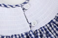 Load image into Gallery viewer, 4th of July Royal Blue Gingham American Flag Smocked Bishop Dress

