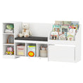 Load image into Gallery viewer, Kids Bookcase with Reading Nook 4-in-1 Standing Toy Organizer-White
