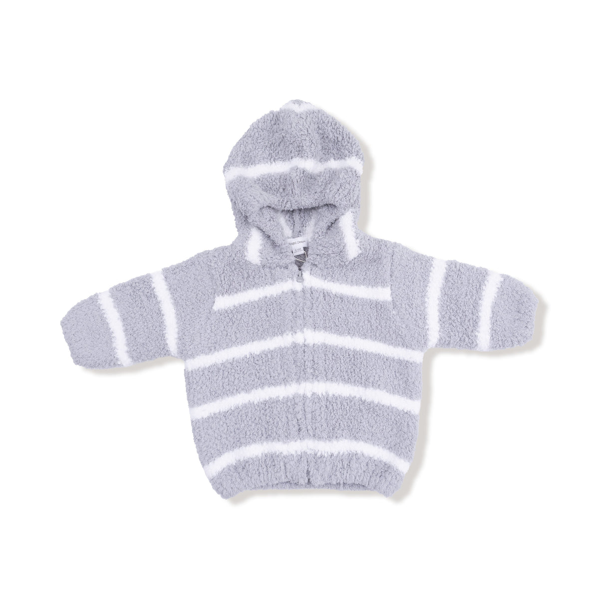 Chenille - Grey & Ivory Stripe Hooded Jacket