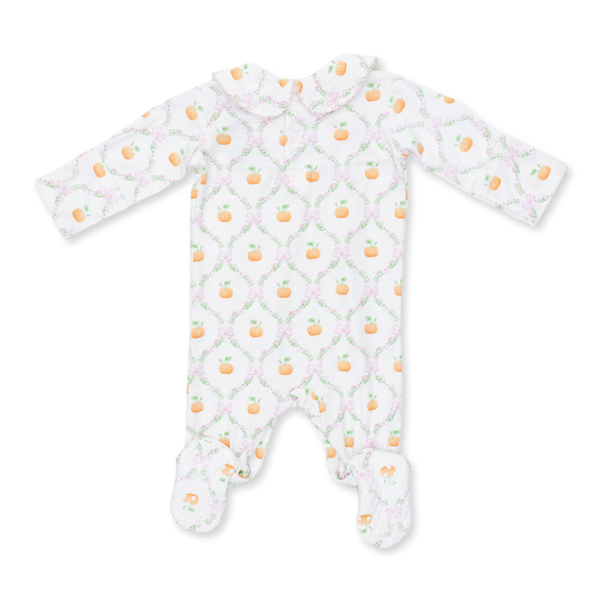 Pretty Pumpkin Trellis - Smocked Peter Pan Snap Footie