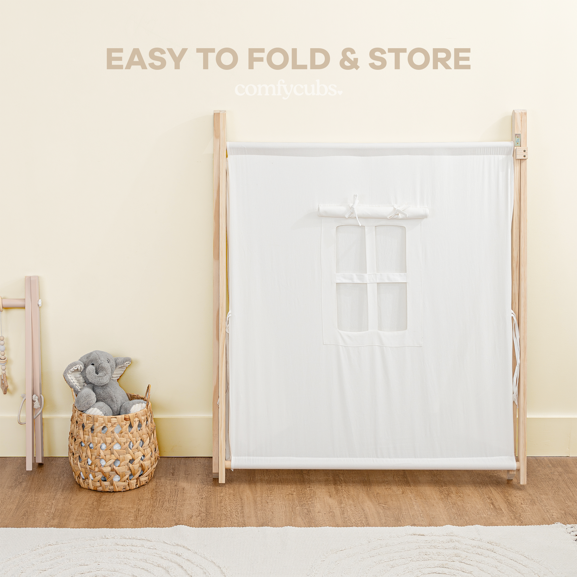 Kids Indoor Play Tent in Natural Wood