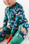 Load image into Gallery viewer, Bamboo One Piece Zip Pajama - Arlo Dino
