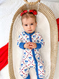 Load image into Gallery viewer, Red White & Bows Bamboo Zippy Pajamas
