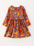 Load image into Gallery viewer, Fall Autumn Leaves Pine Cone Stripe Print Girls Dress
