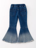 Load image into Gallery viewer, Deep Blue Spray Dyeing Tight Bell-bottoms Denim Jeans Pants
