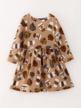 Load image into Gallery viewer, Fall Thanksgiving Day Set Of 2 Pcs In One Package Girls Leopard Print Dress
