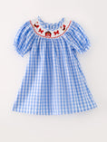 Load image into Gallery viewer, Farm Blue Smocking Embroidered Girls Dress
