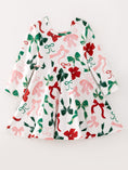 Load image into Gallery viewer, Girls Christmas Bow Print Dress
