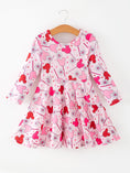 Load image into Gallery viewer, Valentine Dress for Girls – Pink Dress with Daisy & Lollipop Print
