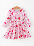 Load image into Gallery viewer, Valentine Dress for Girls – Pink Dress with Daisy & Lollipop Print
