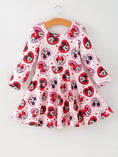 Load image into Gallery viewer, Valentine's Day Girls Long Sleeve Dress – Pink Character Heart Outfit
