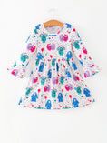 Load image into Gallery viewer, Toddler Girls Valentine Dress – Colorful Monster Balloon Print

